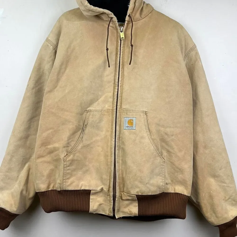 Vintage Carhartt J04 BRN men's canvas bomber jacket size 2XL